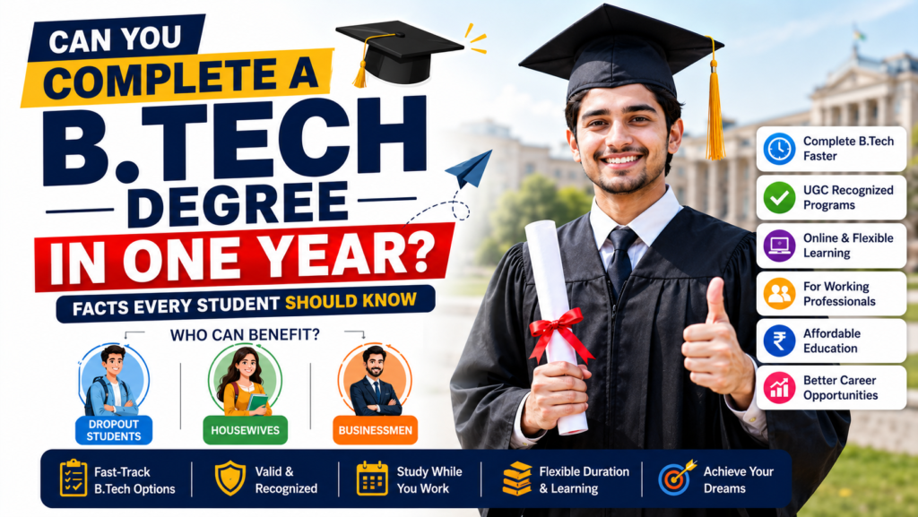 B.Tech Degree in One Year in India